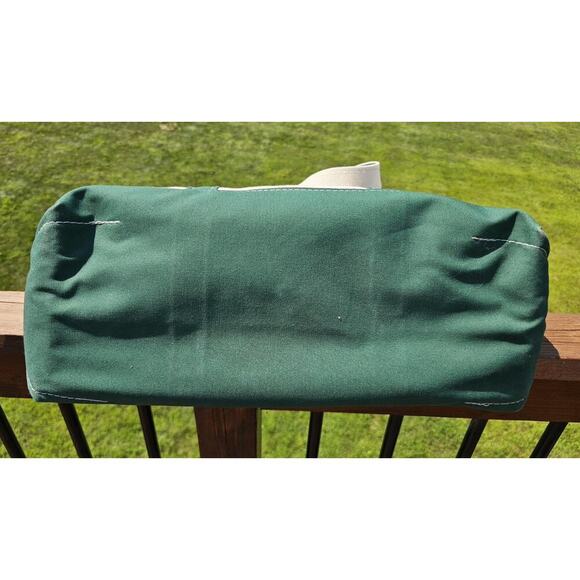 VTG 90s LL Bean Boat & Tote Bag USA Canvas Green Large 22"x14.5"x8" Embroidered - Picture 10 of 10